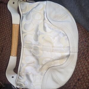 Coach White and Cream Shoulder Bag with Minimalist Design